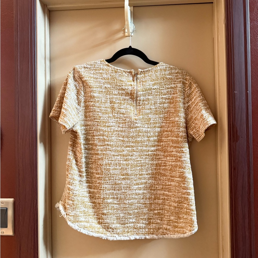 W5 Cream Short-Sleeve Tweed Top - Picture 2 of 4